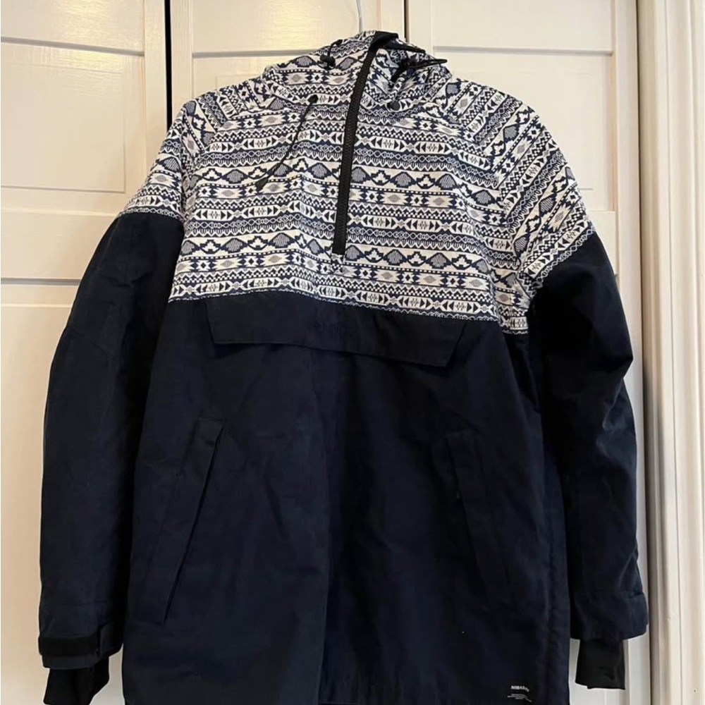 NOBADAY White and Blue Ski Jacket with Hood